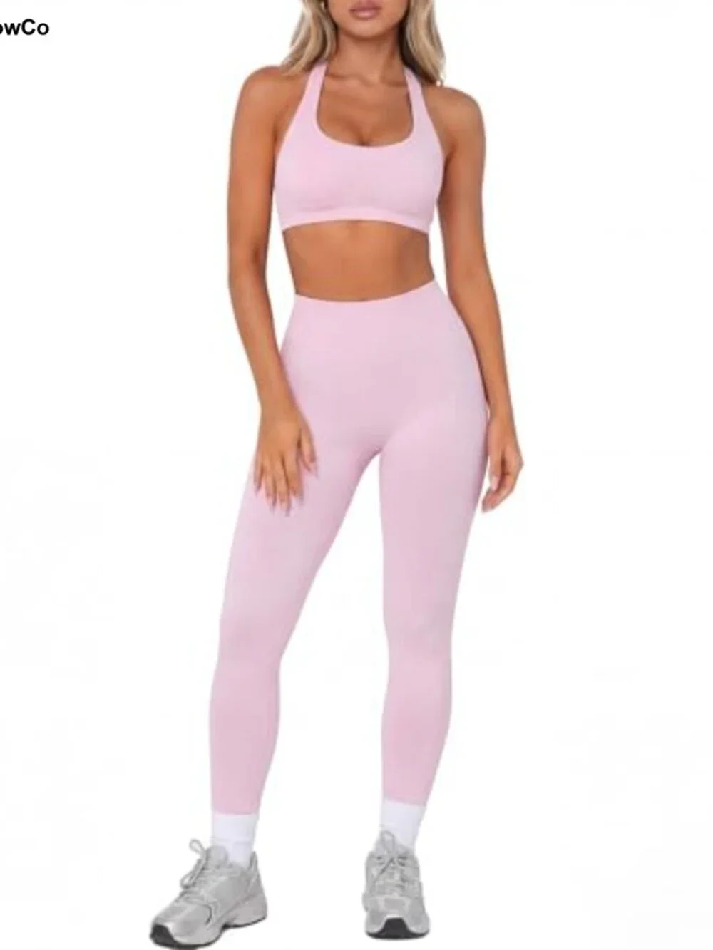 Seamless Halter Bra & Scrunch Leggings 2 Piece Workout Set